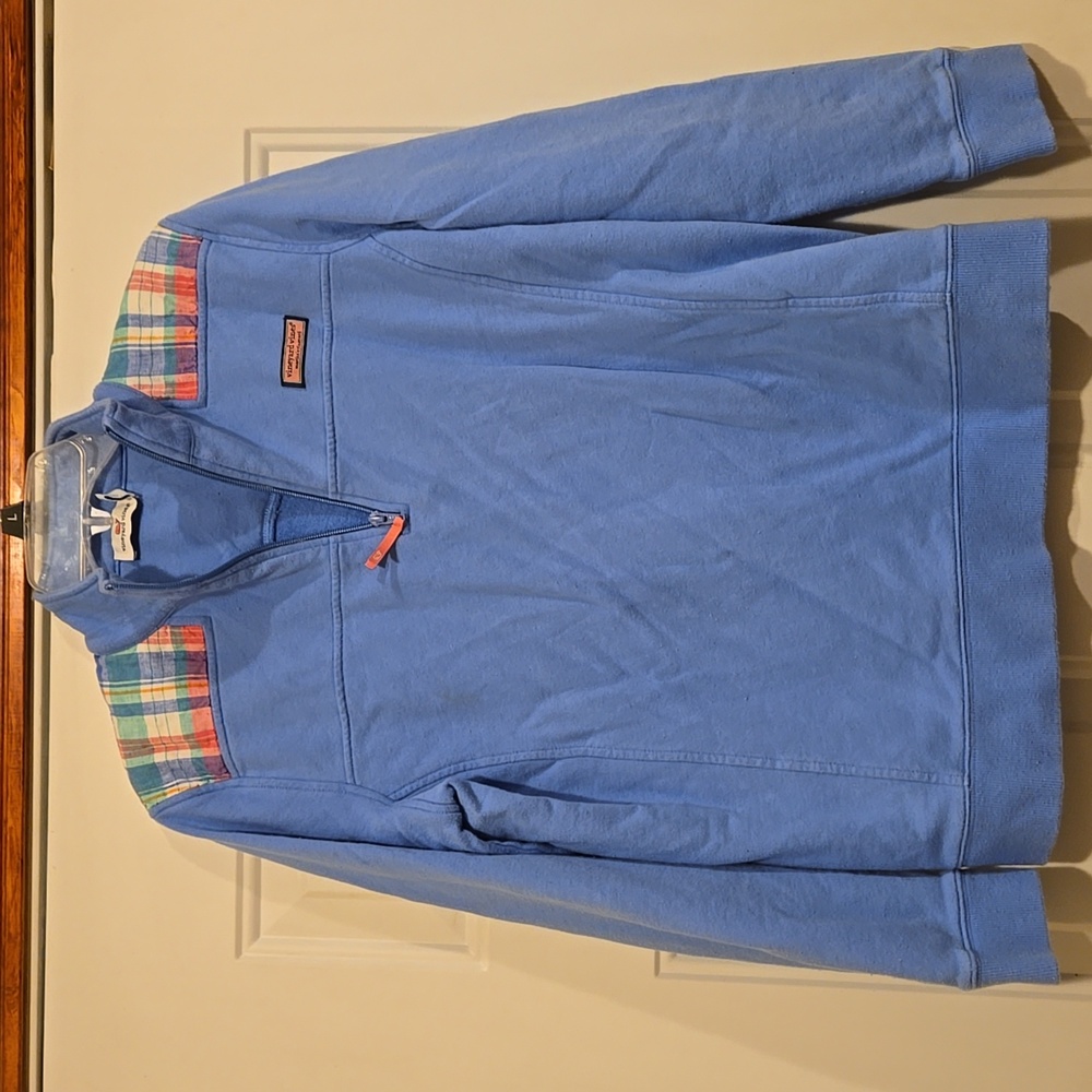 Vineyard Vines Shep Shirt Blue w Plaid- Large